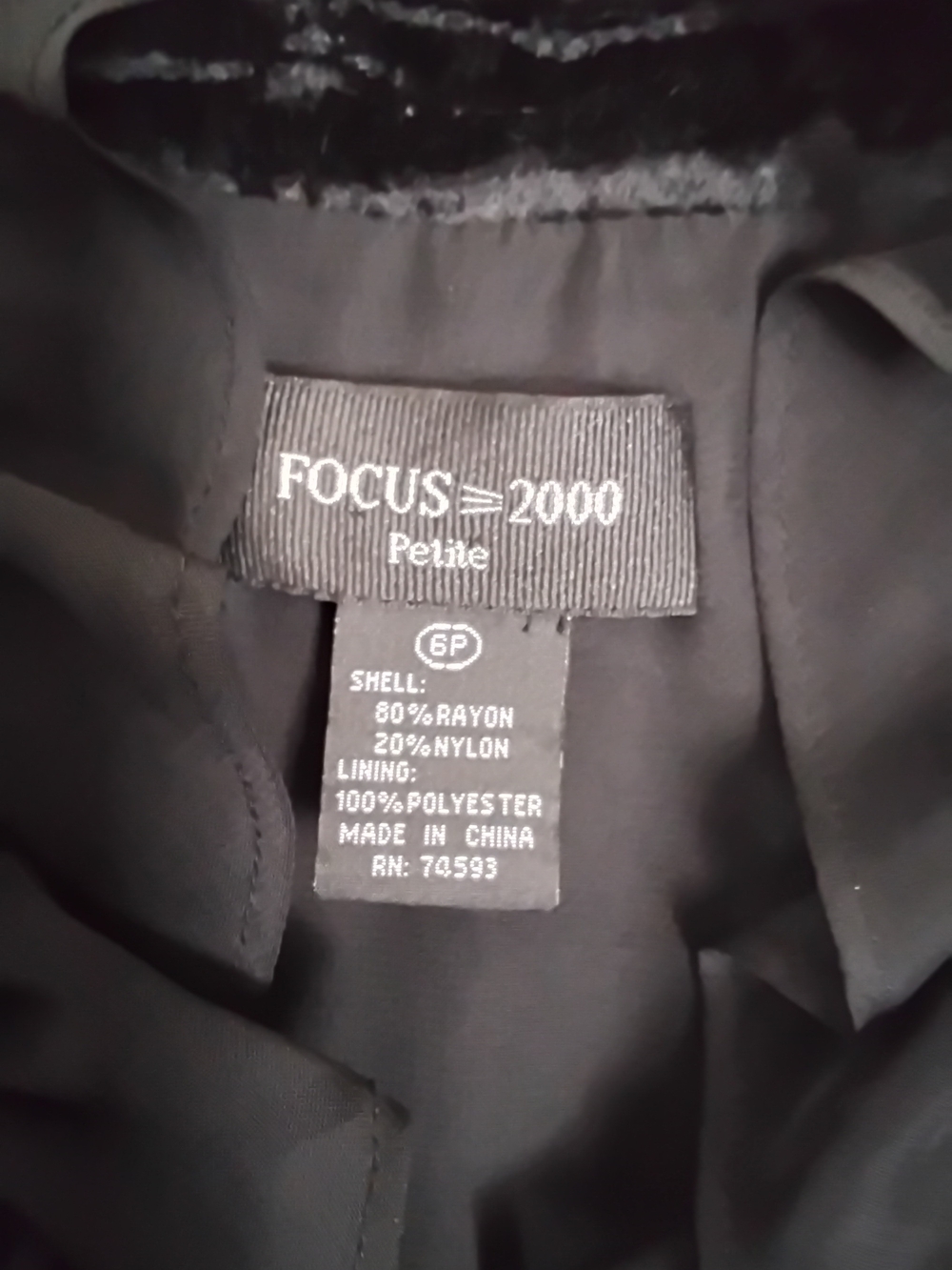 FOCUS 2000 Black Velvet Ruffle Front Jacket - Picture 5 of 5